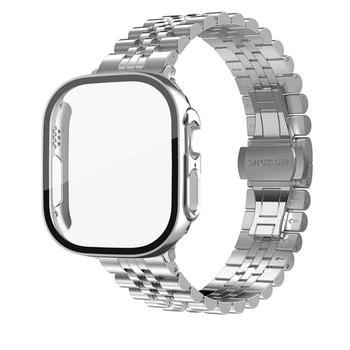 2 елемента за Apple Watch Band Ultra 49 мм Каишка + калъф 45 мм 41 мм 44 мм 40 мм от неръждаема Стомана Гривна за Iwatch 8 7 6 5 Se 4 3 42 мм 38 мм