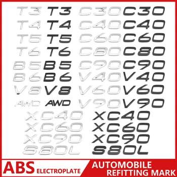 ABS Букви на Задния Багажник Логото на Емблемата на Иконата на Етикети За Volvo C30 V40 V60 V90 S40, S60, S80, S90 S80L XC40 XC60 XC90 AWD T4 T5 T6 Т8