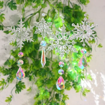 Crystal prism под формата на снежинки, камбанки, Акрилни Коледен Дъгата ловец на светлината, Градински орнаменти, Оформлението на сцената за домашни градински растения.