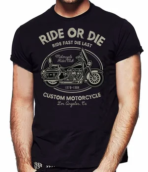 Ride Or Die Biker Cafe Racer Мотоциклетът Тениска от 100% памук Кръгло деколте, Лятна Ежедневната Мъжка Тениска С къс ръкав, Размер S-3XL
