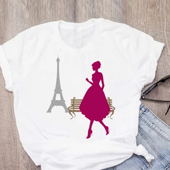 Женска тениска с принтом във формата на кула, свободен топ с къс ръкав, дамски дрехи големи размери, дамски блузи, забавни ризи, забавни тениски