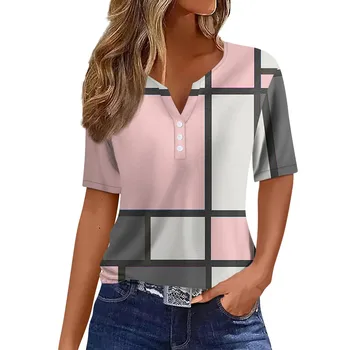 Женска тениска с принтом копчета, къс ръкав, коментари Daily Weekend, много дрехи, модерен основен отгоре с V-образно деколте, ropa de mujer