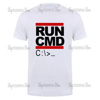 Забавни тениски с програмист Run Cmd Подарък за рожден ден на мъж, човек, съпруг, Лято 2023, тениска с къс ръкав