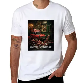 Забавно сладко ретро Коледна класическа тениска Motor Car VI, реколта тениска, летен топ тениска с къс ръкав за мъже