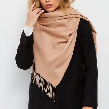 Зимна обикновен женски шал голям размер с пискюли Дълги шалове Шалове Офис женски одеяла Тайна Хиджаб, забрадка Echarpe