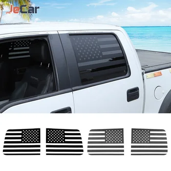 Лепенки За Прозорци на коли Американски Флаг Раиран Черно Автоэтикетка От Въглеродни Влакна/PVC Автомобилни Стикери с Аксесоари За Ford F150 2009-2014
