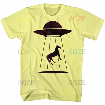 Мъжки t-shirt Cosmic Society Alien Abduction, топ Space Horse НЛО Нашественик