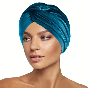 Мюсюлманска кадифе шапка-шал за жени, новият Висококачествен и Модерен Африка тюрбан, монофонични химиотерапевтический хиджаб, шапка