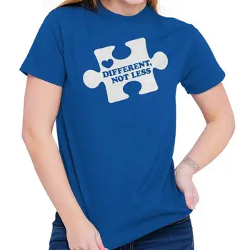Различен е не по-малко информираност за аутизма, женска или мъжка тениска с кръгло деколте.