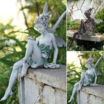 Статуята на заседание на зъбките от смола на тудор и Туреков, градинска декорация, скулптура на верандата, озеленяване на двора, за да украсят дома и градината