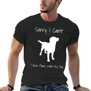 Съжалявам, аз не мога, имам планове с кучето ми, Забавна тениска, Аниме, тениски, мъжки дрехи, мъжки ризи