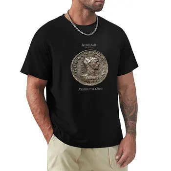 Тениска Ancient Roman Coin - RESTITUTOR ORBIS, тениска оверсайз, черна тениска с графичен дизайн, мъжки ризи