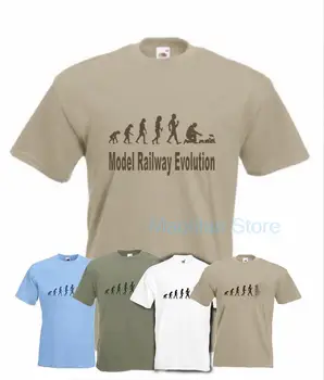 Тениска Evolution to Model Railway, Забавна тениска с влак, размери От S до XXL, памучен ежедневни Мъжки t-shirt, Дамски тениски, потници
