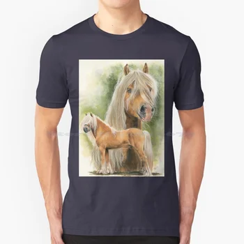 Тениска Haflinger от 100% памук Тениска Horse Конски Equus С Нечетен Пръсти, Копытные Equidae, Домашно Животно, Бозайник, Природа, Реализъм