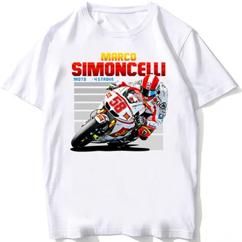 Тениска Marco Simoncelli 58 GP Racing Legend, Нова мъжка тениска с къс ръкав за момчета, приключенски спорт, Ежедневни бели потници, тениски за мотоциклетисти