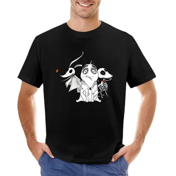 Тениска ZERO, SCRAPS and СПАРКИ куче с филми на Тим Бъртън, тениска оверсайз, обикновена тениска, тениска с аниме, тениски за мъже