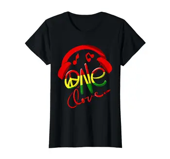 Тениска с Флага на Ямайка One Love Reggae Caribbean Music Гордост от 100% Памук, Ежедневни Удобна Тениска, Летни Тениски