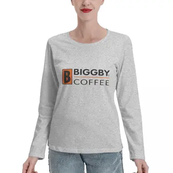 Тениски Biggby Coffee Cafe с дълъг ръкав, бързосъхнеща тениска, потник по поръчка, дамско облекло