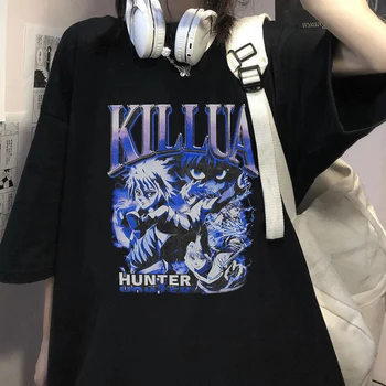 Японското Аниме Hunter X Hunter Мъжка Тениска Harajuku Негабаритная Мъжка Тениска Памучен Тениска Хип-Хоп Градинска Облекло Потници Мъжки T-Shirt